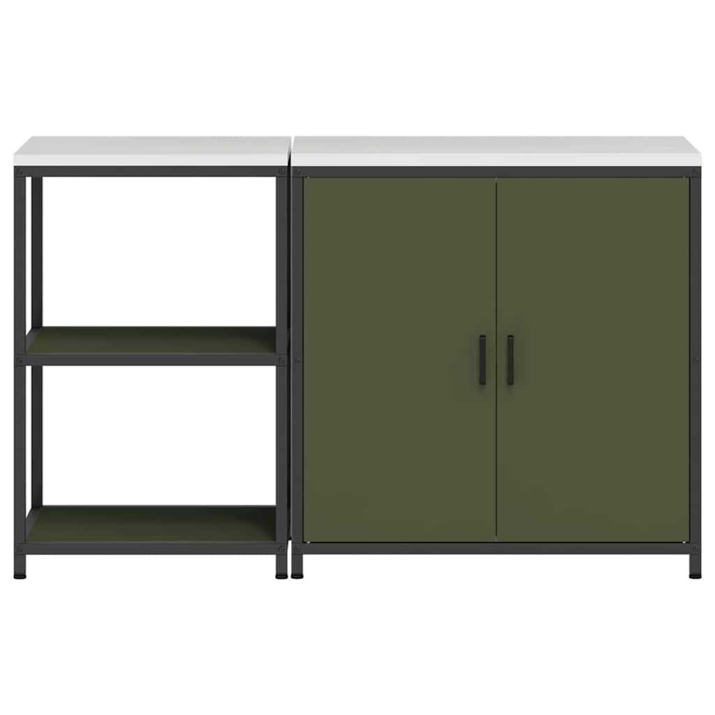 Küchenlager-Set mit Regal 2 pcs Olive Grün 150 x 50 x 92 cm