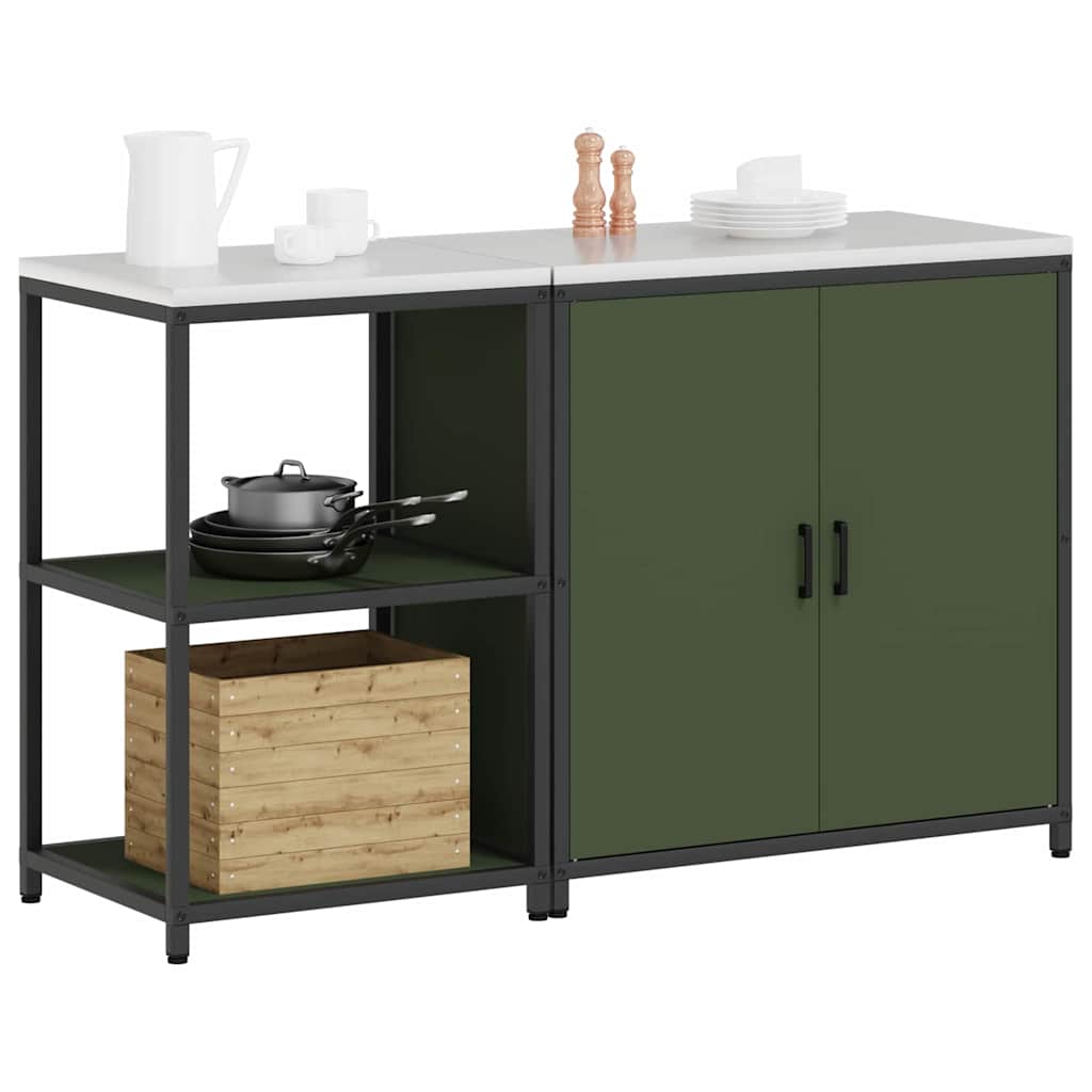 Küchenlager-Set mit Regal 2 pcs Olive Grün 150 x 50 x 92 cm