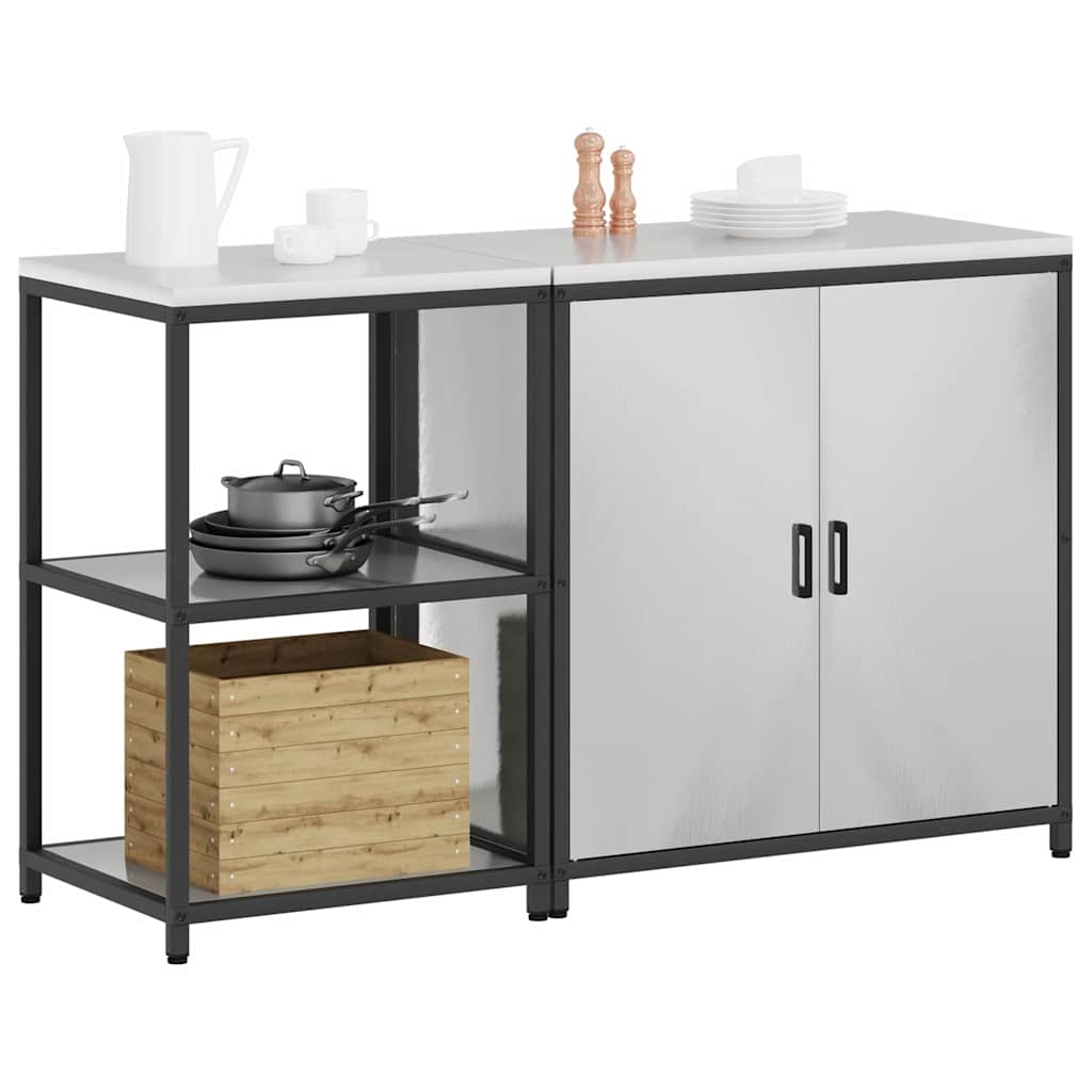 Küchenlager-Set 2 pcs Silber 150 x 50 x 92 cm Edelstahl