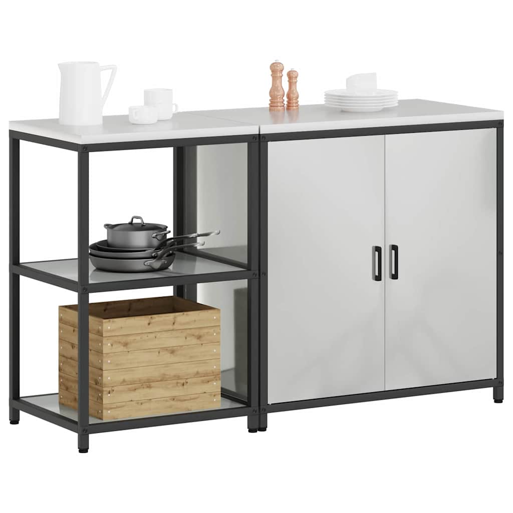 Küchenlager-Set 2 pcs Silber 150 x 50 x 92 cm Verzinkter Stahl