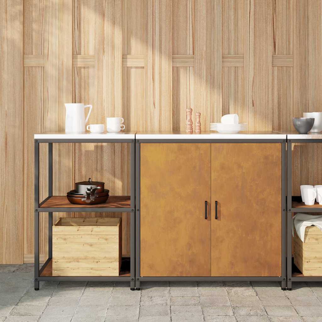 Küchenlager-Set mit Regal mit Tür 2 pcs Rostig 150 x 50 x 92 cm