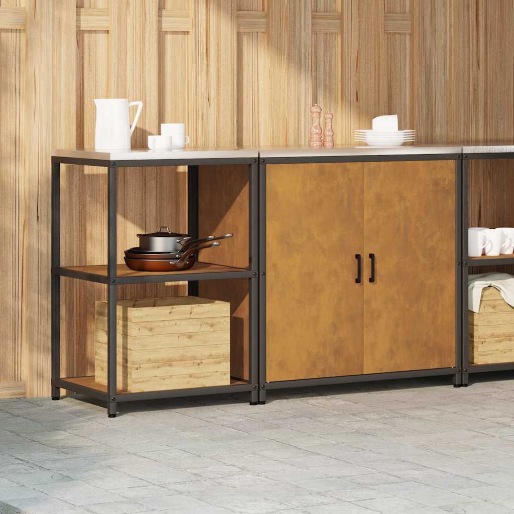 Küchenlager-Set mit Regal mit Tür 2 pcs Rostig 150 x 50 x 92 cm