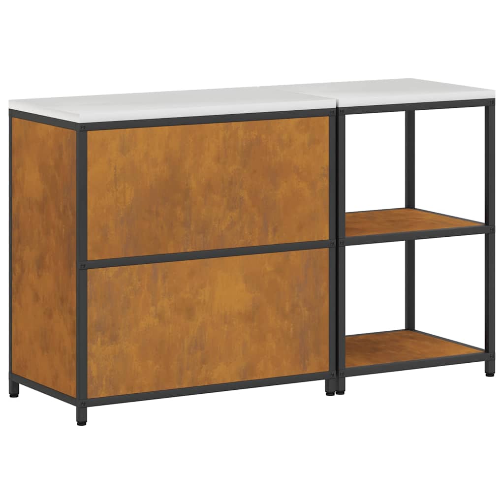 Küchenlager-Set mit Regal mit Tür 2 pcs Rostig 150 x 50 x 92 cm
