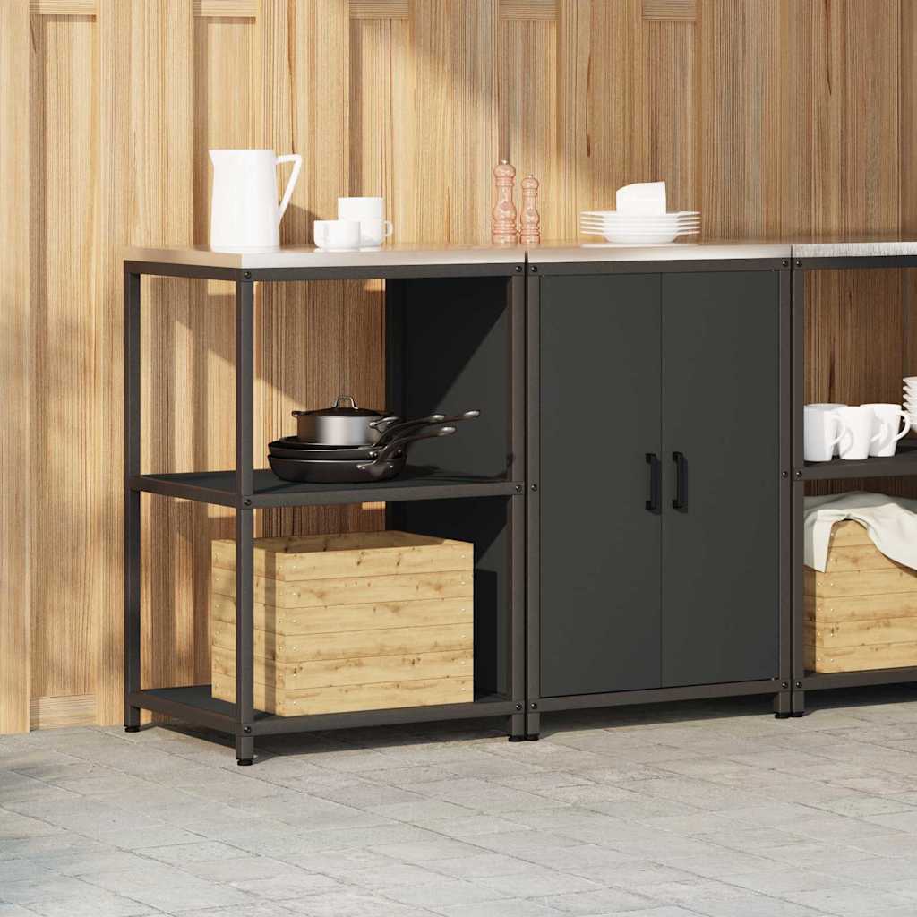 Küchenlager-Set mit Regal 2 pcs Schwarz 120 x 50 x 92 cm