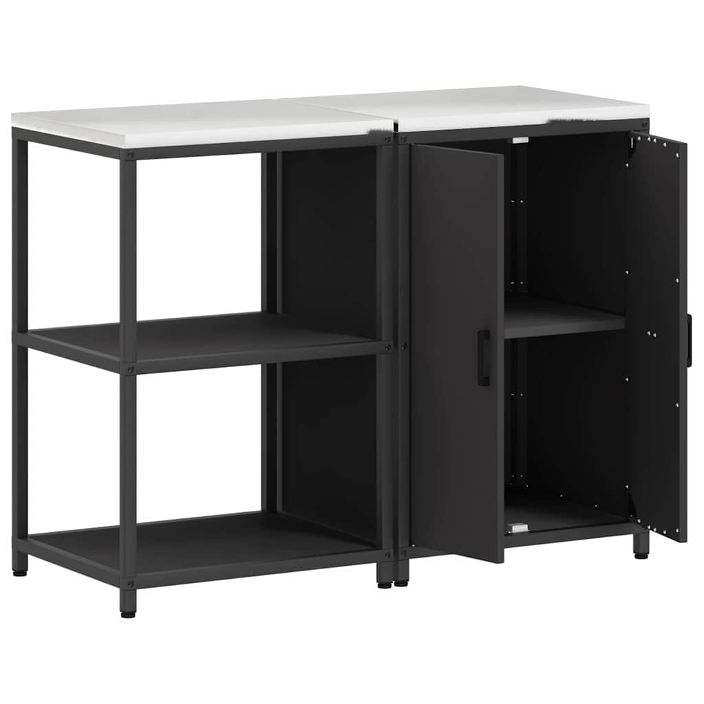 Küchenlager-Set mit Regal 2 pcs Schwarz 120 x 50 x 92 cm
