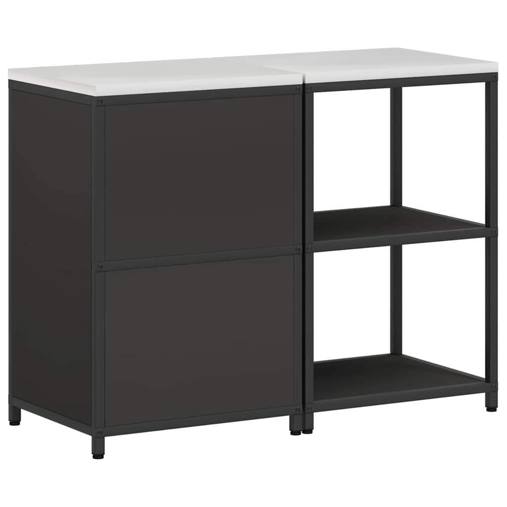 Küchenlager-Set mit Regal 2 pcs Schwarz 120 x 50 x 92 cm