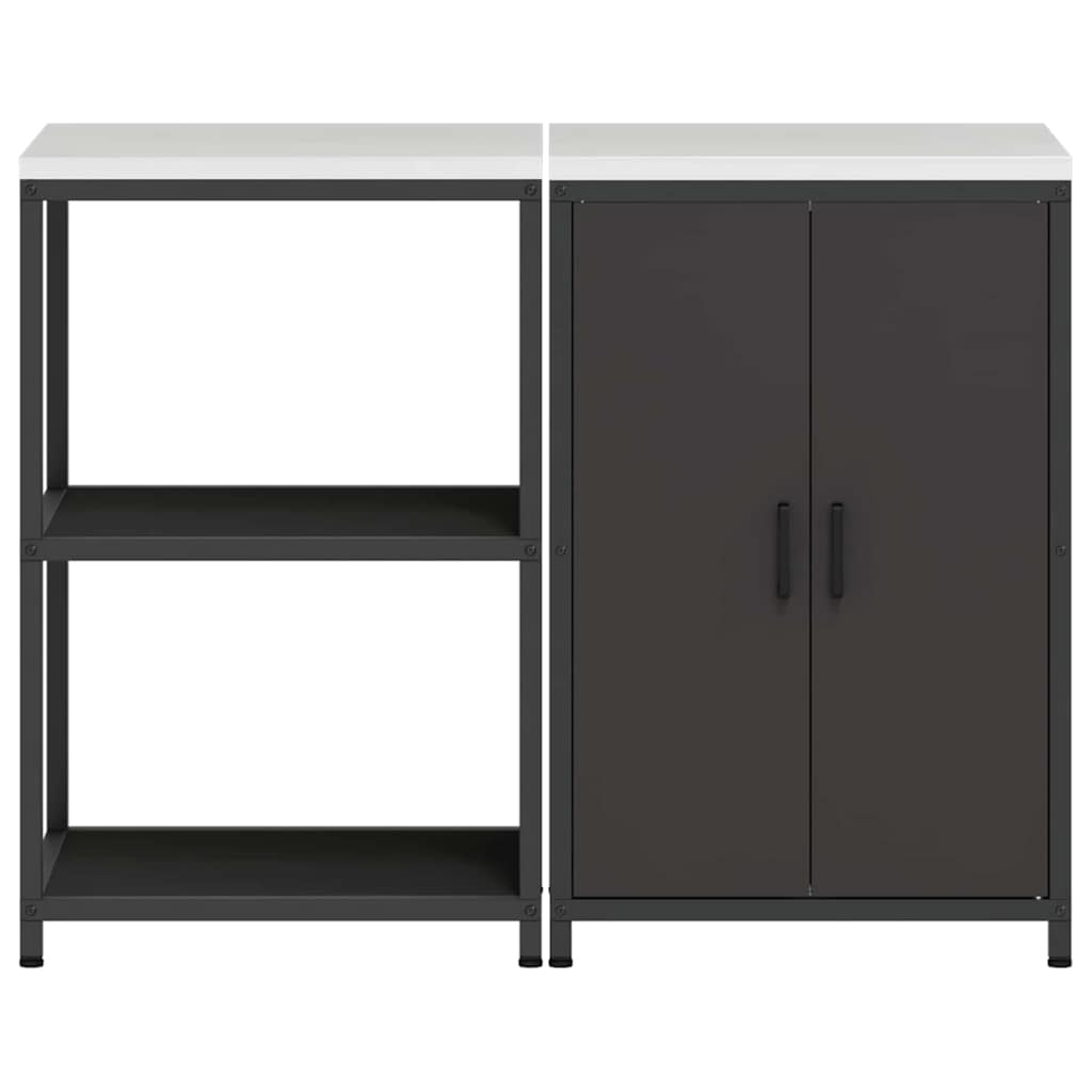 Küchenlager-Set mit Regal 2 pcs Schwarz 120 x 50 x 92 cm