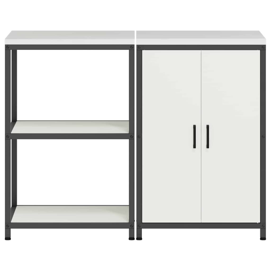 Küchenlager-Set 2 pcs Weiß 120 x 50 x 92 cm Kaltgewalzter Stahl