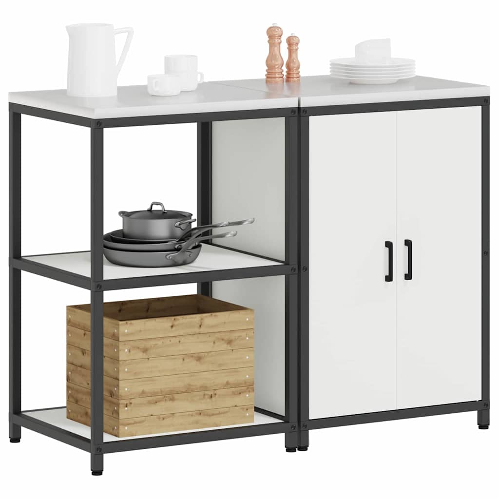 Küchenlager-Set 2 pcs Weiß 120 x 50 x 92 cm Kaltgewalzter Stahl