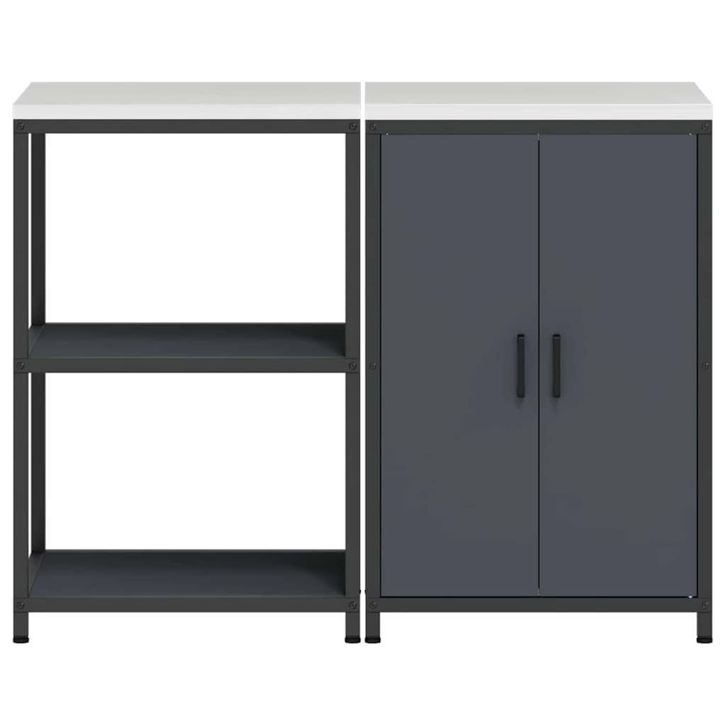 Küchenlager-Set mit Regal 2 pcs Anthrazit 120 x 50 x 92 cm