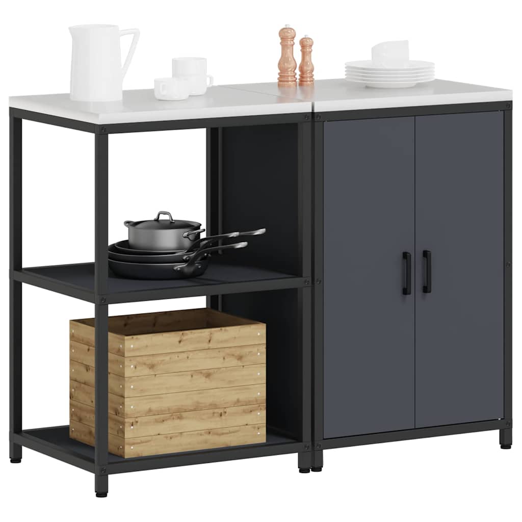 Küchenlager-Set mit Regal 2 pcs Anthrazit 120 x 50 x 92 cm
