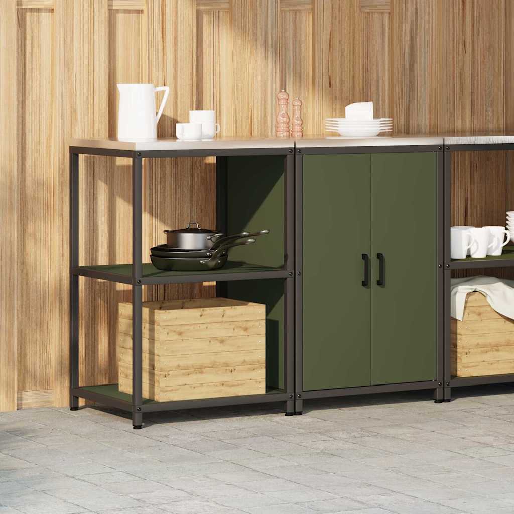 Küchenlager-Set mit Regal 2 pcs Olive Grün 120 x 50 x 92 cm