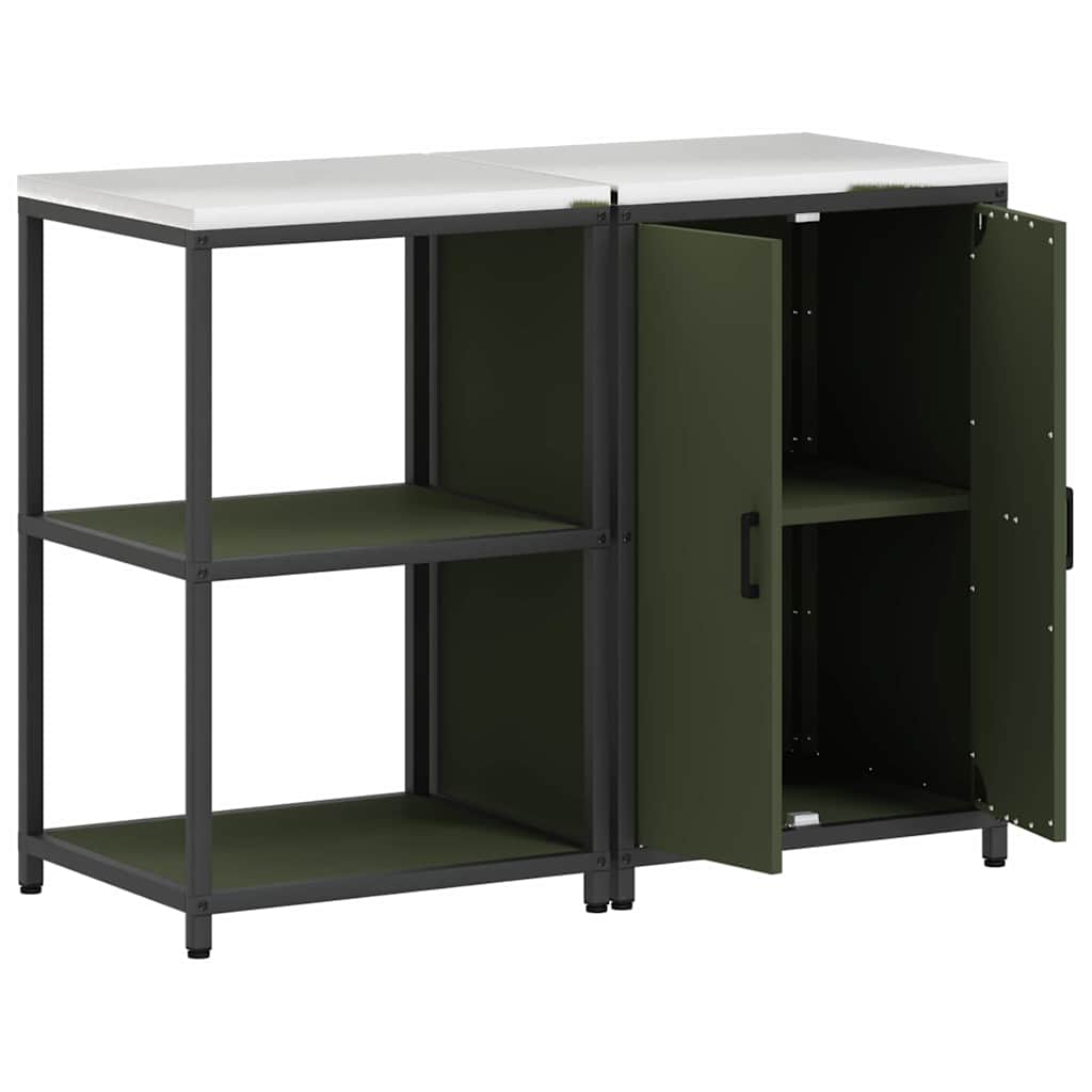 Küchenlager-Set mit Regal 2 pcs Olive Grün 120 x 50 x 92 cm