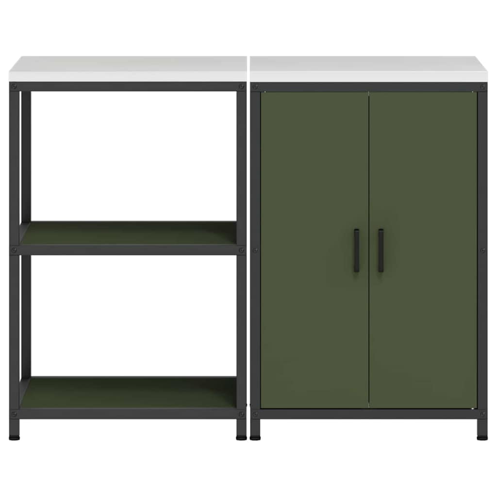 Küchenlager-Set mit Regal 2 pcs Olive Grün 120 x 50 x 92 cm