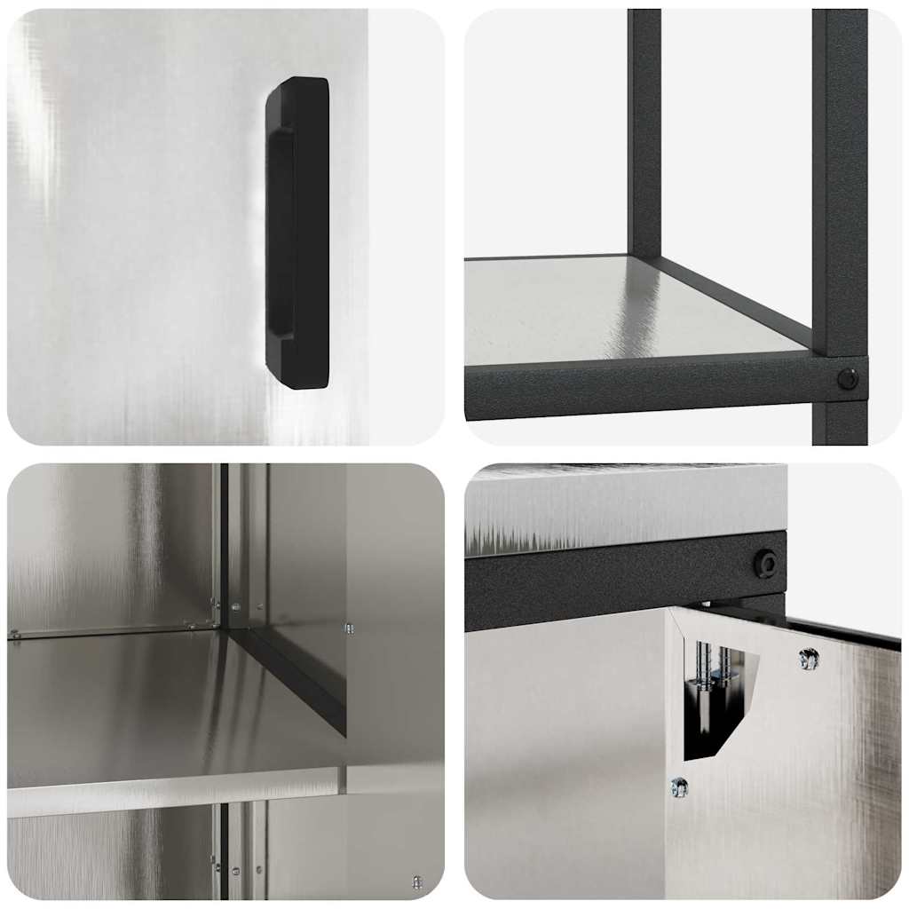 Küchenlager-Set mit Tür 2 pcs Silber 120 x 50 x 92 cm Edelstahl