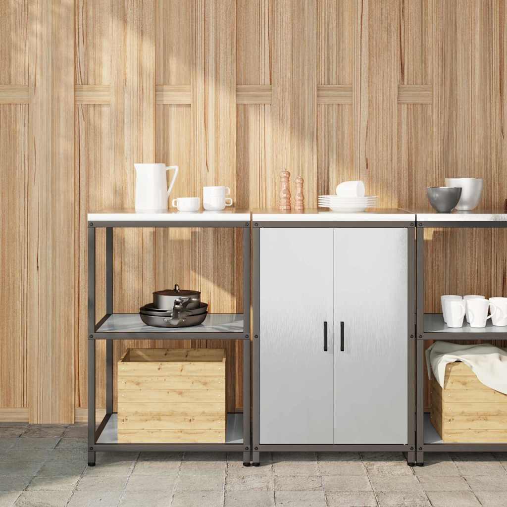 Küchenlager-Set mit Tür 2 pcs Silber 120 x 50 x 92 cm Edelstahl