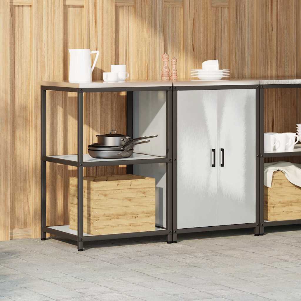 Küchenlager-Set mit Tür 2 pcs Silber 120 x 50 x 92 cm Edelstahl