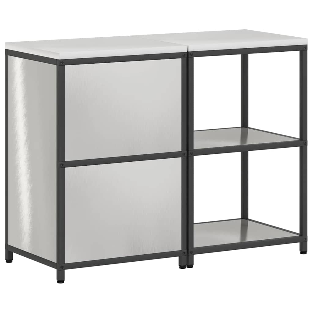 Küchenlager-Set mit Tür 2 pcs Silber 120 x 50 x 92 cm Edelstahl
