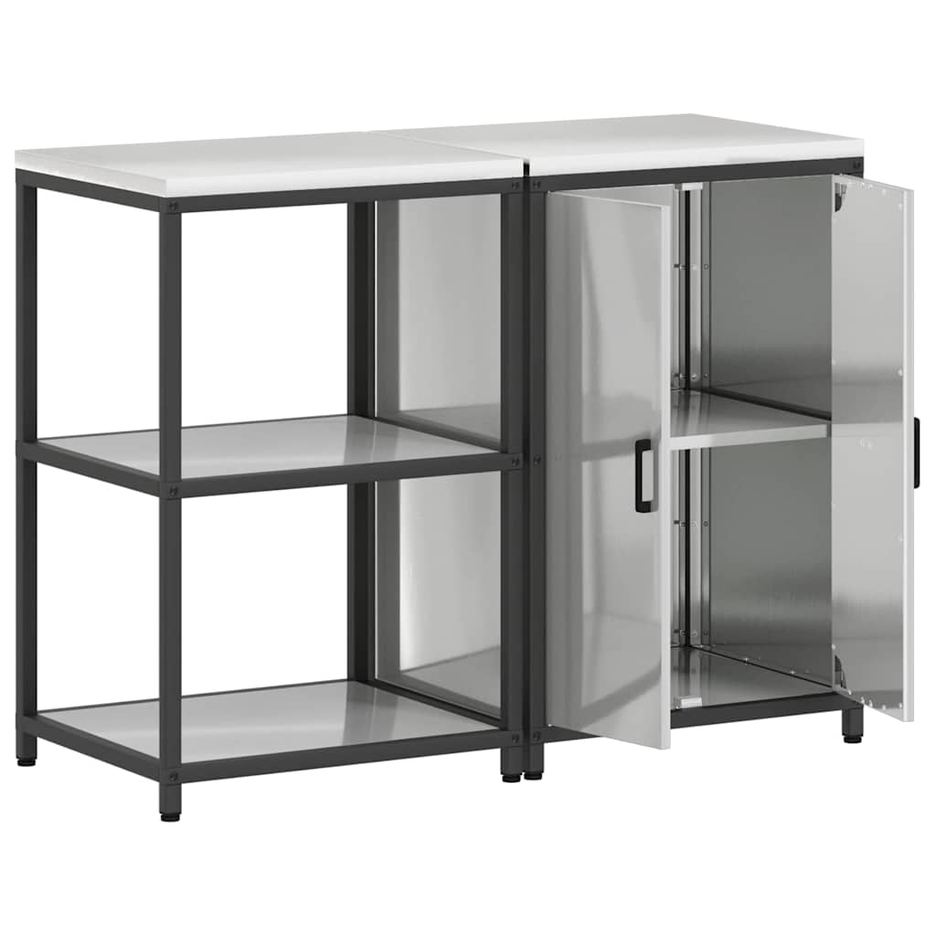 Küchenlager-Set 2 pcs Silber 120 x 50 x 92 cm Verzinkter Stahl