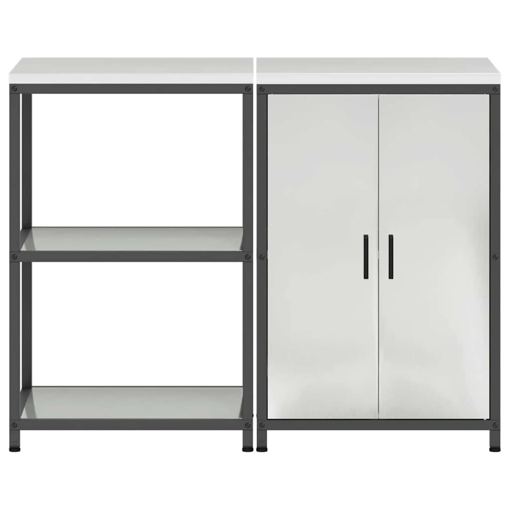Küchenlager-Set 2 pcs Silber 120 x 50 x 92 cm Verzinkter Stahl