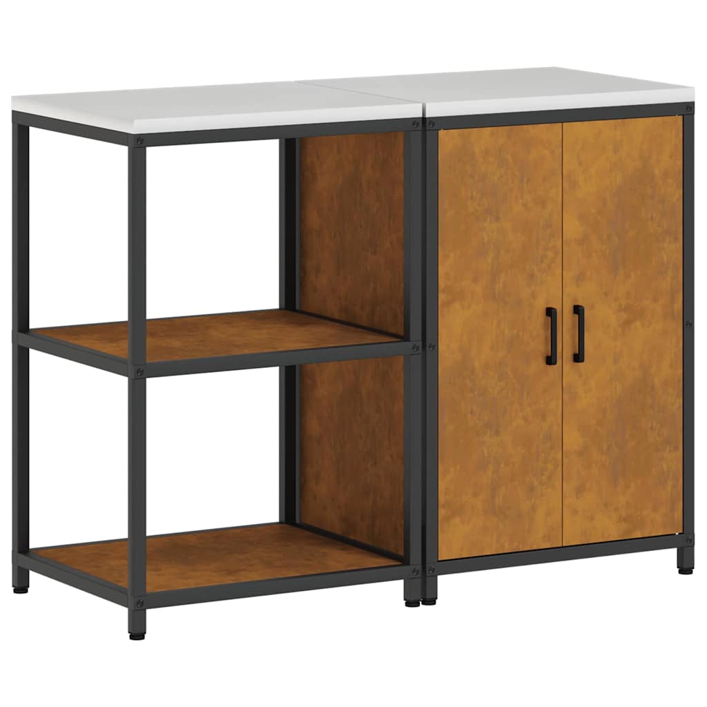 Küchenlager-Set mit Regal mit Tür 2 pcs Rostig 120 x 50 x 92 cm