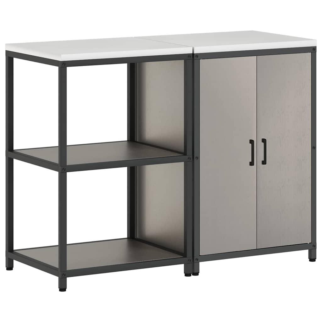 Küchenlager-Set mit Regal mit Tür 2 pcs Rostig 120 x 50 x 92 cm