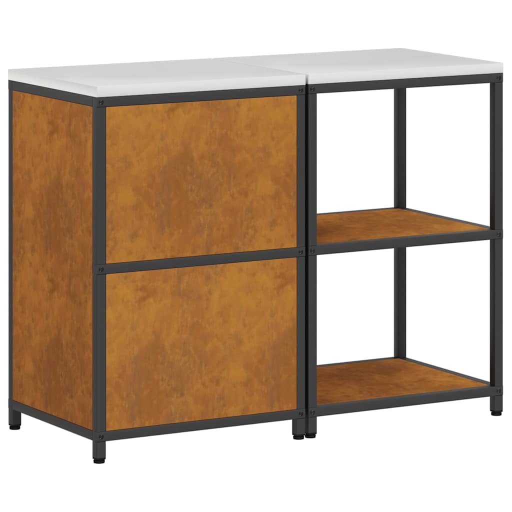 Küchenlager-Set mit Regal mit Tür 2 pcs Rostig 120 x 50 x 92 cm