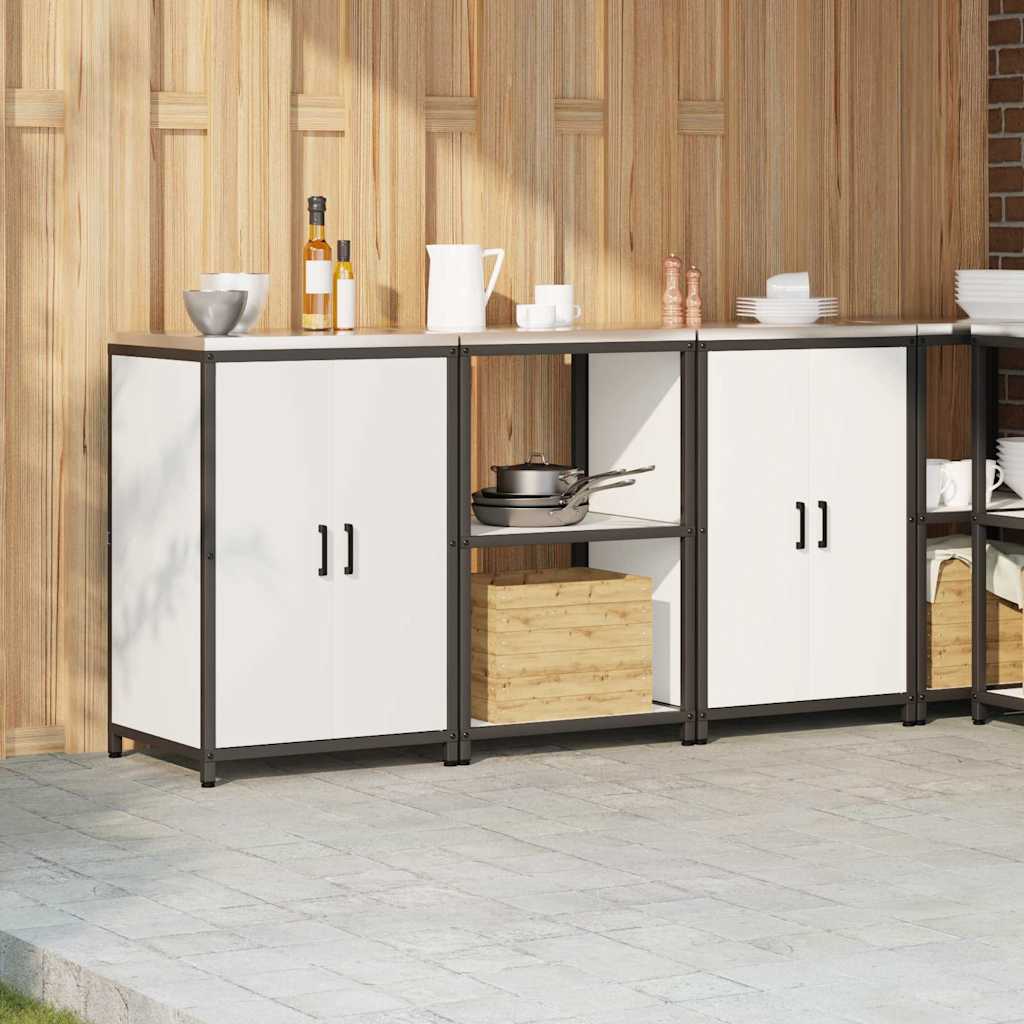 Küchenlager-Set 3 pcs Weiß 180 x 50 x 92 cm Kaltgewalzter Stahl