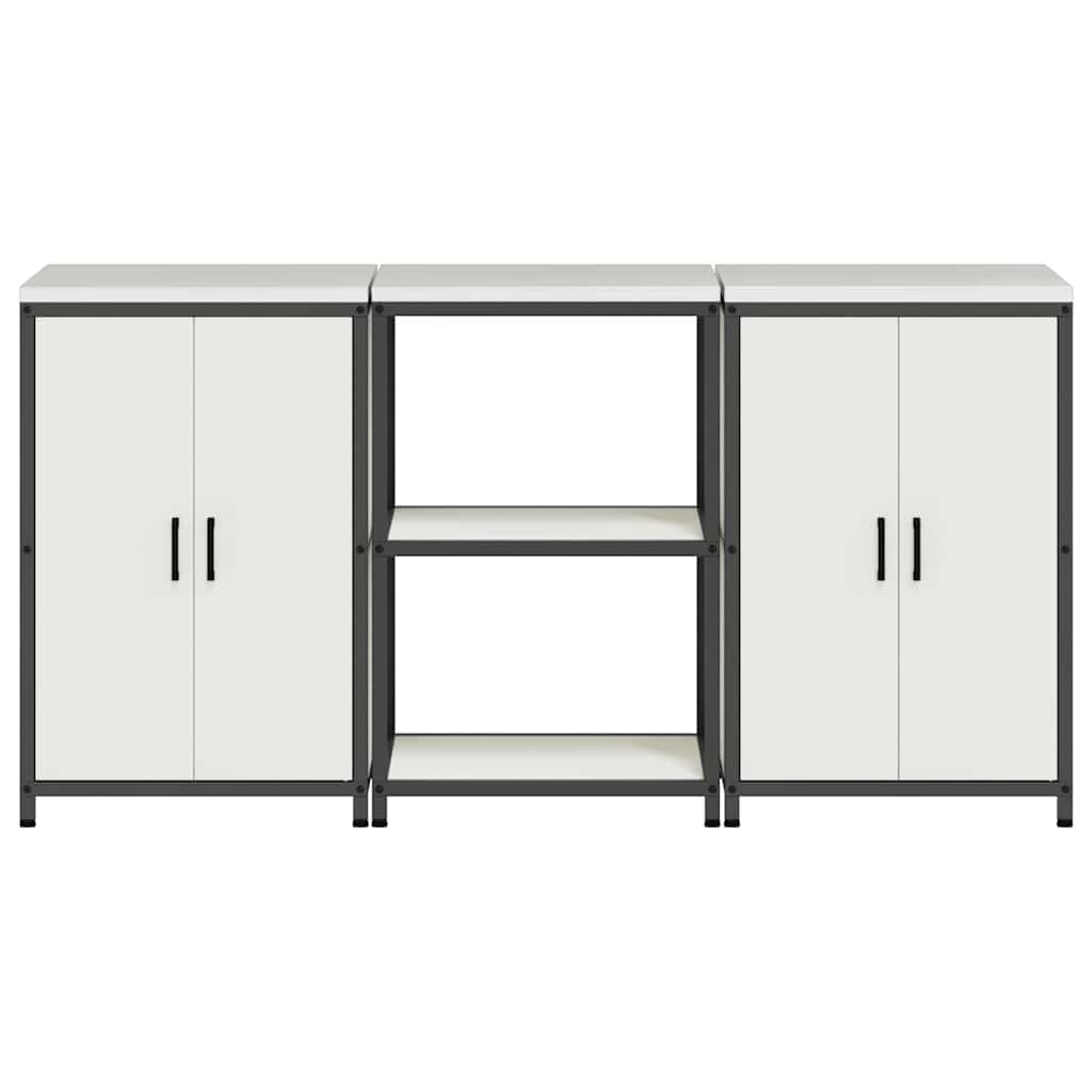 Küchenlager-Set 3 pcs Weiß 180 x 50 x 92 cm Kaltgewalzter Stahl