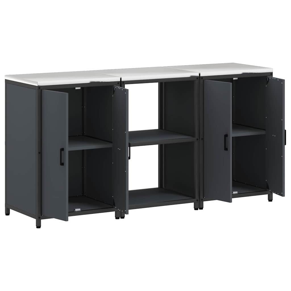 Küchenlager-Set mit Regal 3 pcs Anthrazit 180 x 50 x 92 cm