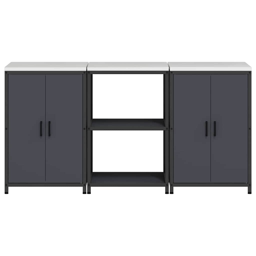 Küchenlager-Set mit Regal 3 pcs Anthrazit 180 x 50 x 92 cm