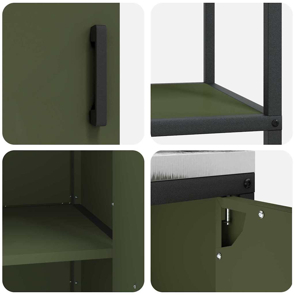 Küchenlager-Set mit Regal 3 pcs Olive Grün 180 x 50 x 92 cm