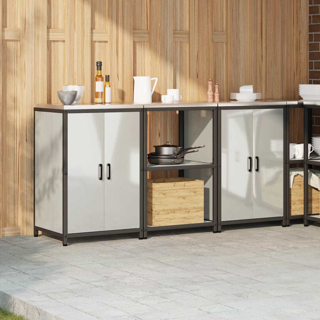 Küchenlager-Set 3 pcs Silber 180 x 50 x 92 cm Verzinkter Stahl