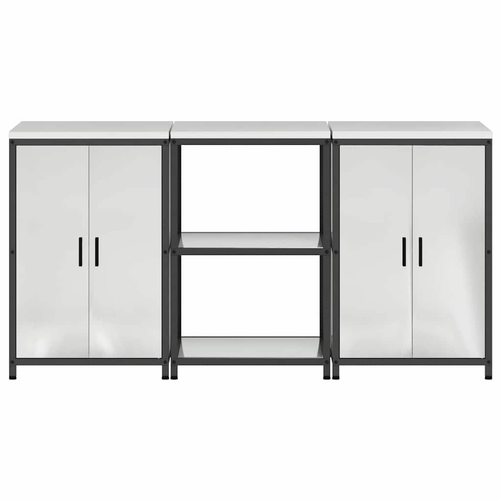 Küchenlager-Set 3 pcs Silber 180 x 50 x 92 cm Verzinkter Stahl