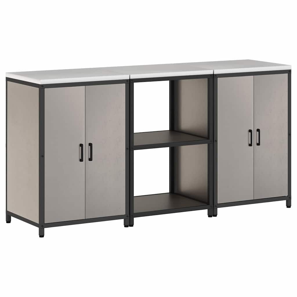 Küchenlager-Set mit Regal mit Tür 3 pcs Rostig 180 x 50 x 92 cm