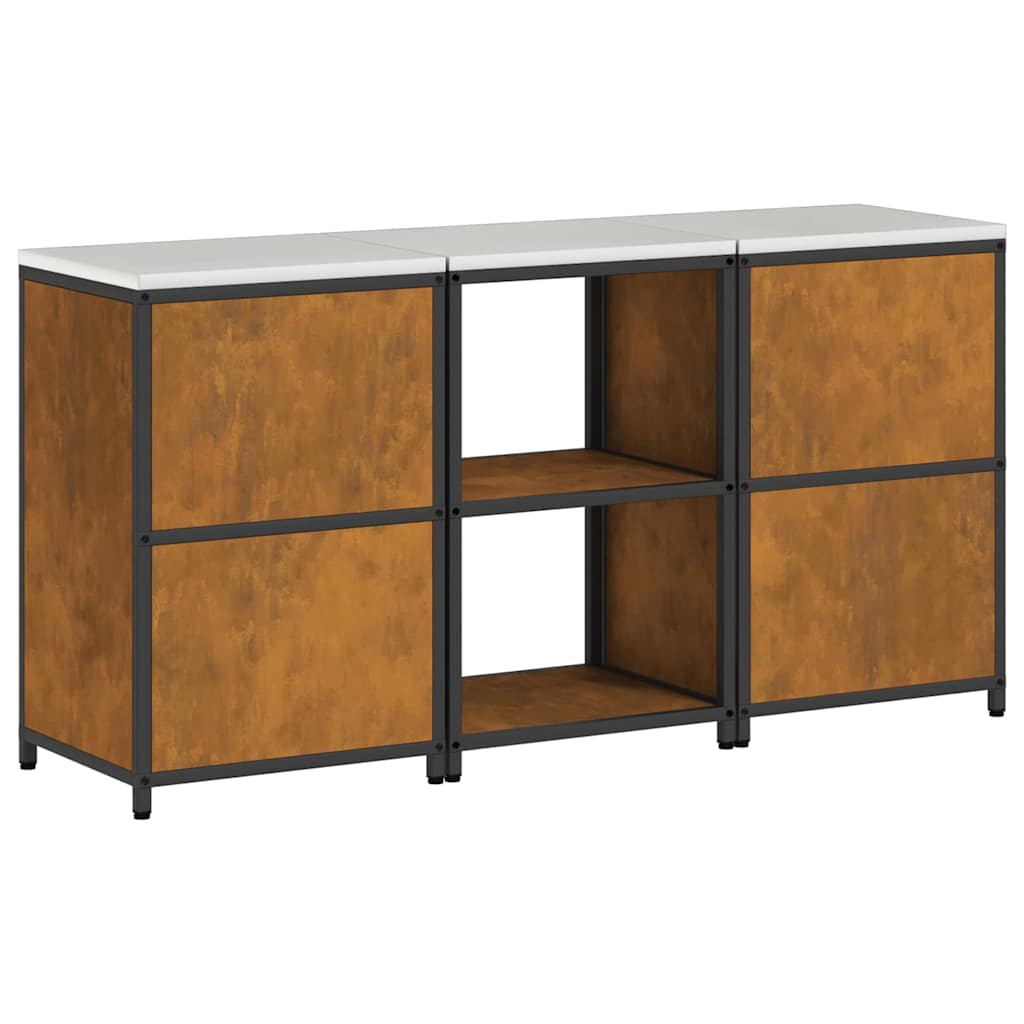 Küchenlager-Set mit Regal mit Tür 3 pcs Rostig 180 x 50 x 92 cm