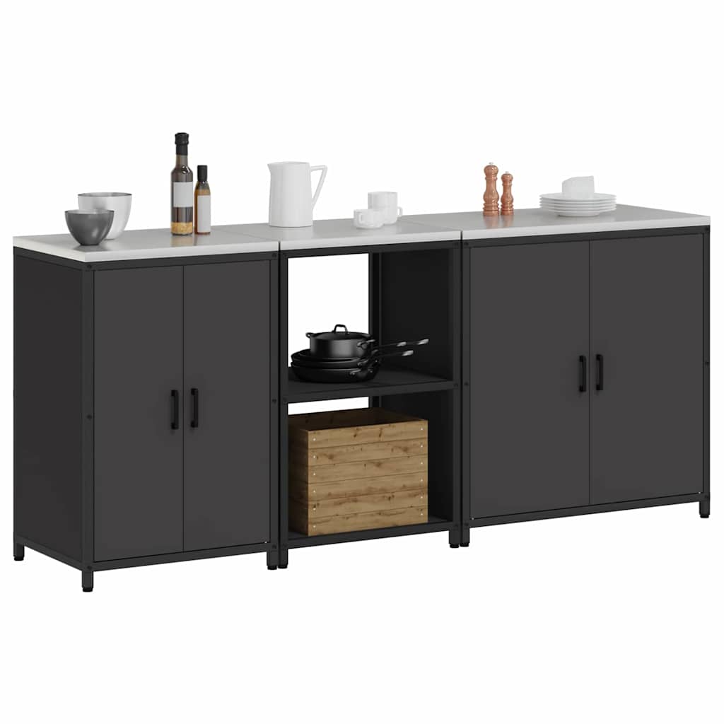 Küchenlager-Set mit Regal Other 3 pcs Schwarz 210 x 50 x 92 cm