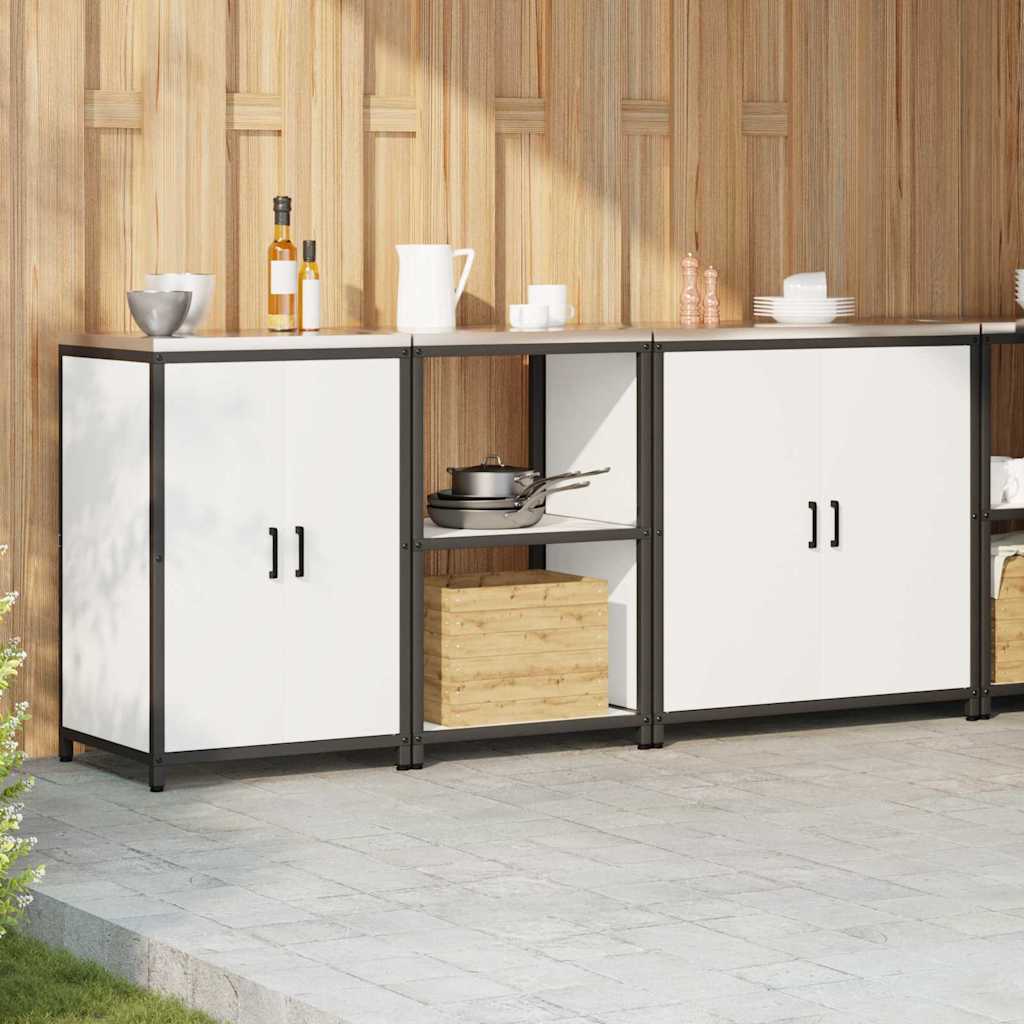 Küchenlager-Set 3 pcs Weiß 210 x 50 x 92 cm Kaltgewalzter Stahl