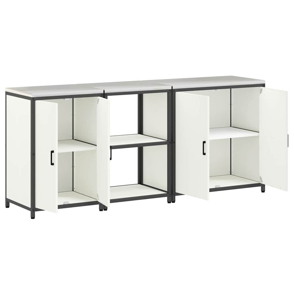 Küchenlager-Set 3 pcs Weiß 210 x 50 x 92 cm Kaltgewalzter Stahl