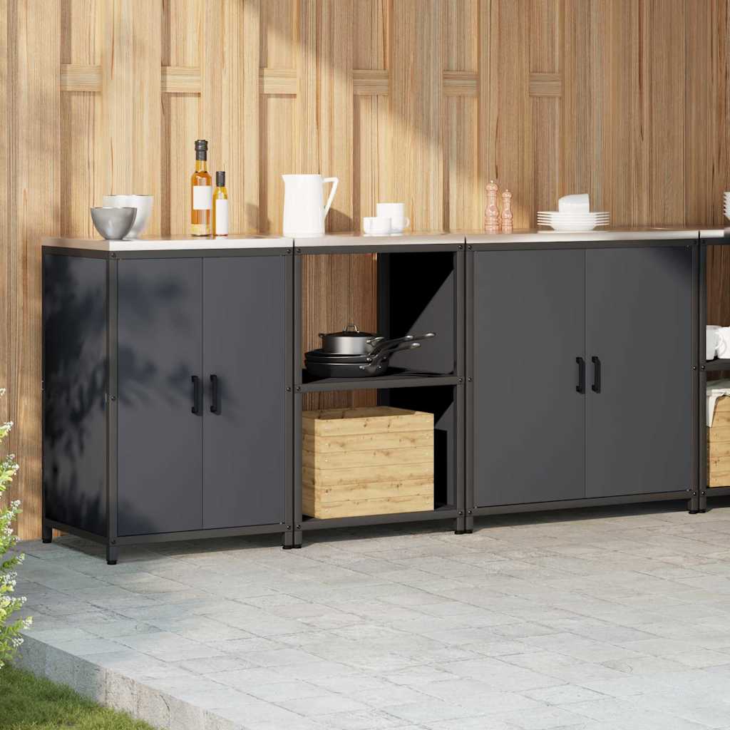 Küchenlager-Set mit Regal 3 pcs Anthrazit 210 x 50 x 92 cm