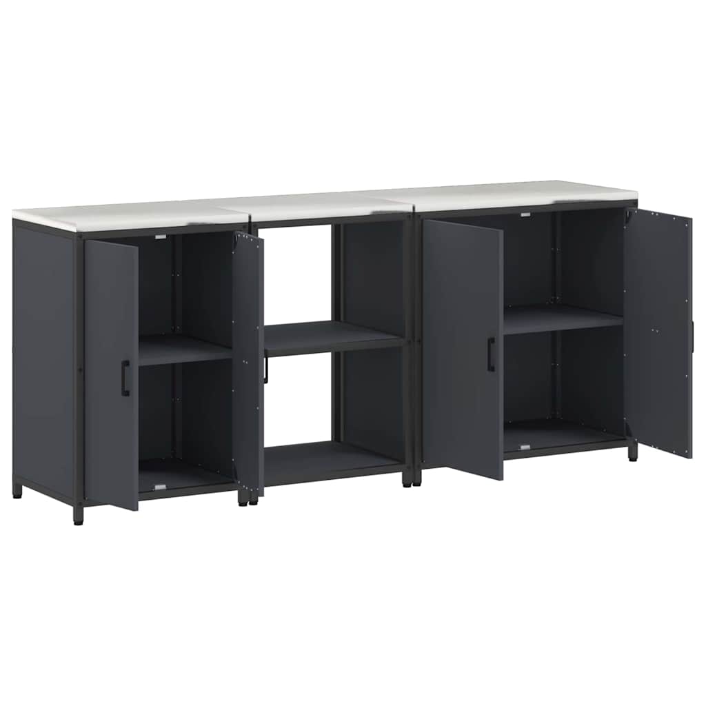 Küchenlager-Set mit Regal 3 pcs Anthrazit 210 x 50 x 92 cm