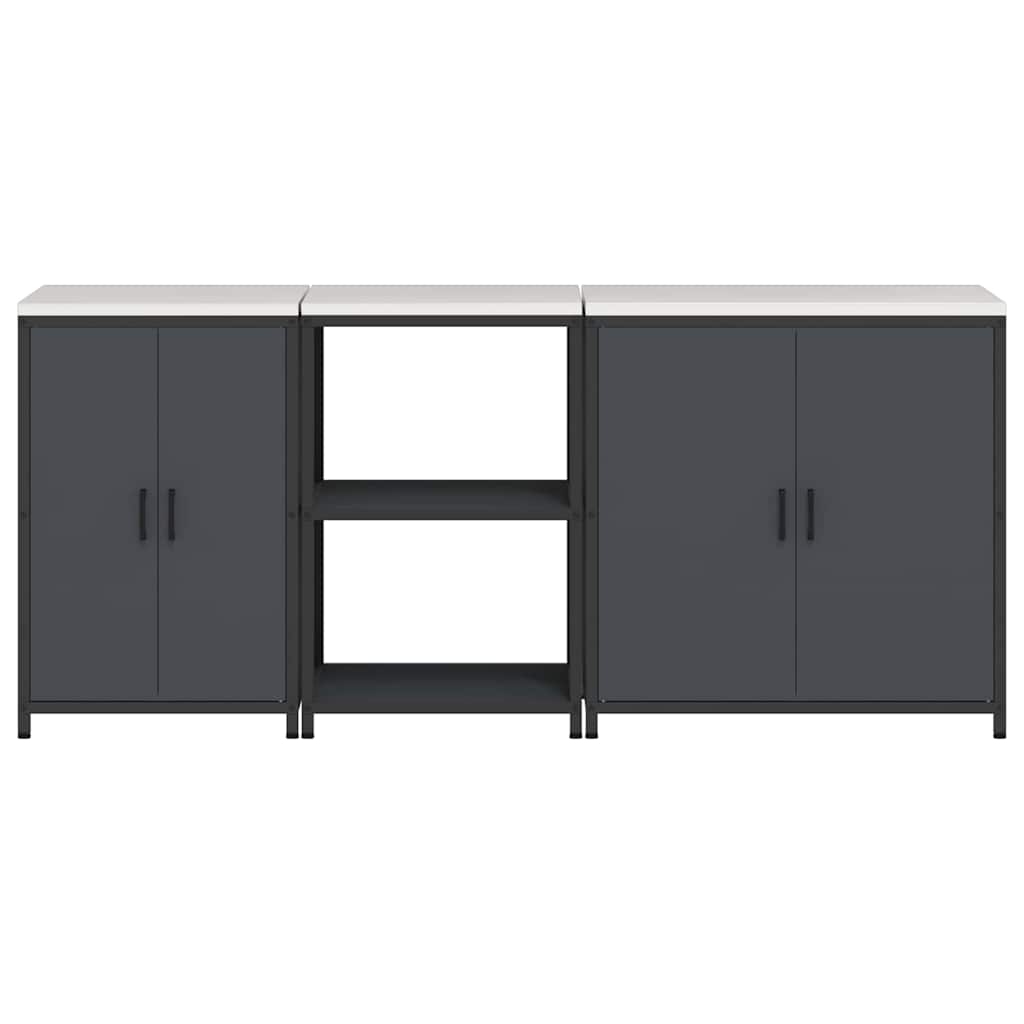 Küchenlager-Set mit Regal 3 pcs Anthrazit 210 x 50 x 92 cm
