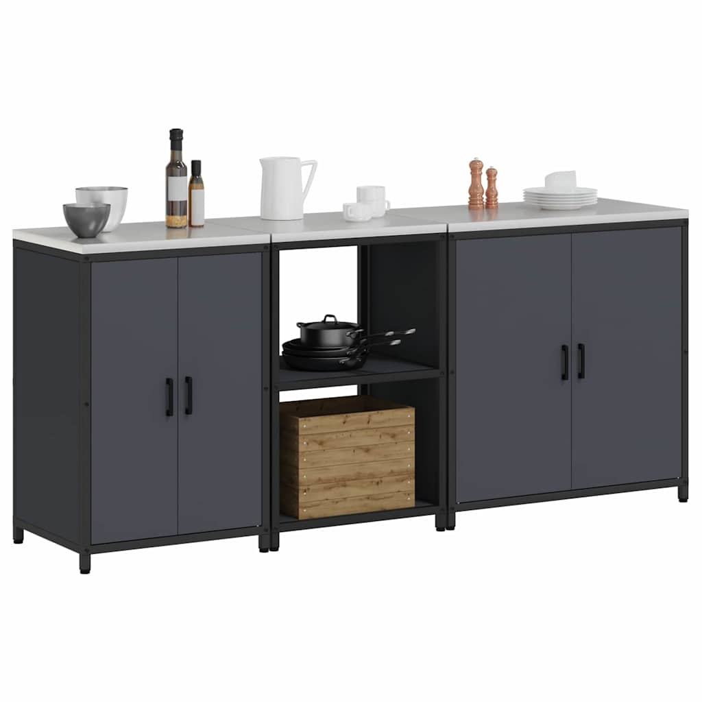 Küchenlager-Set mit Regal 3 pcs Anthrazit 210 x 50 x 92 cm
