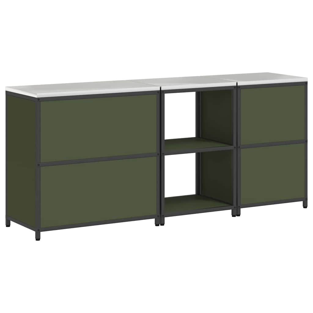Küchenlager-Set mit Regal 3 pcs Olive Grün 210 x 50 x 92 cm