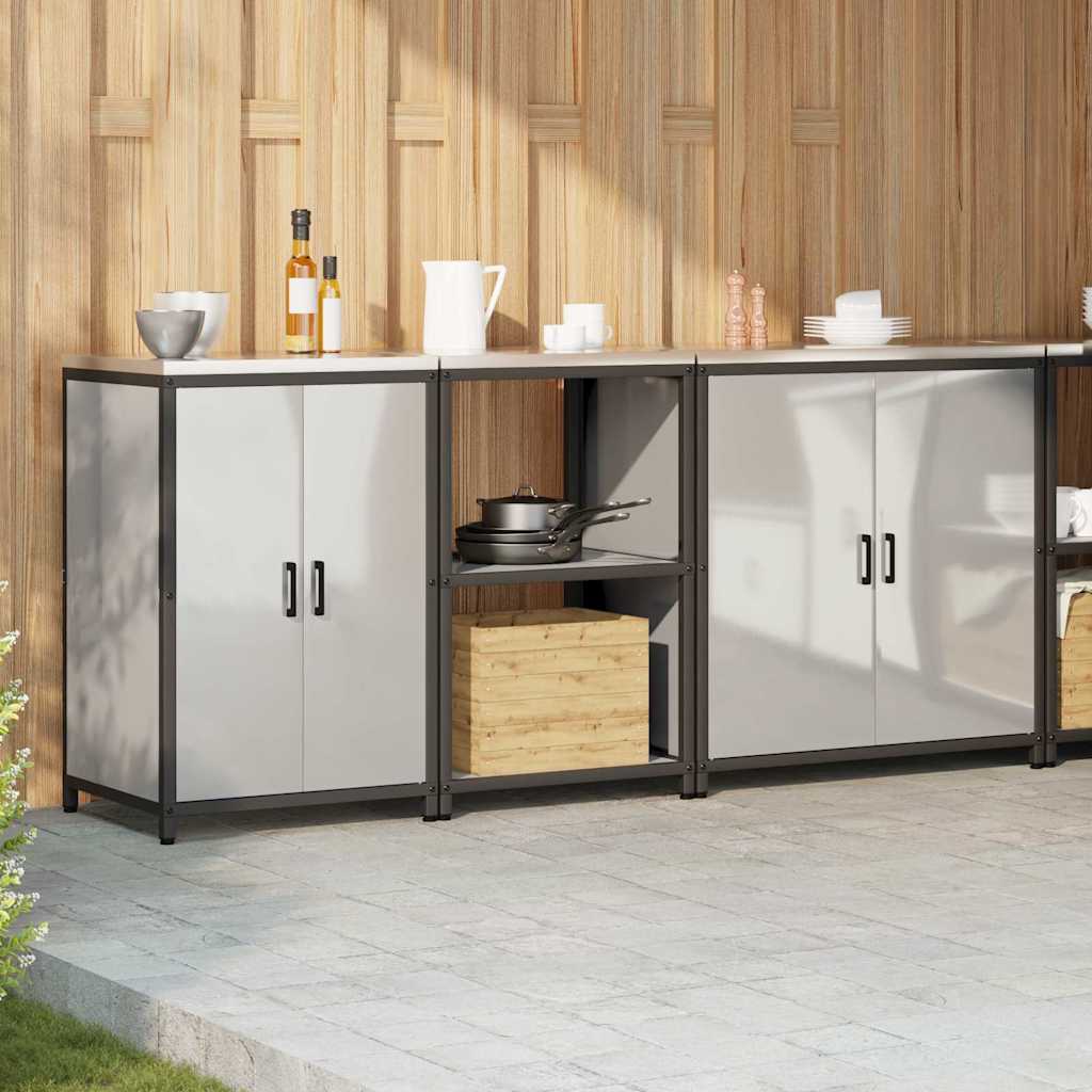 Küchenlager-Set 3 pcs Silber 210 x 50 x 92 cm Verzinkter Stahl