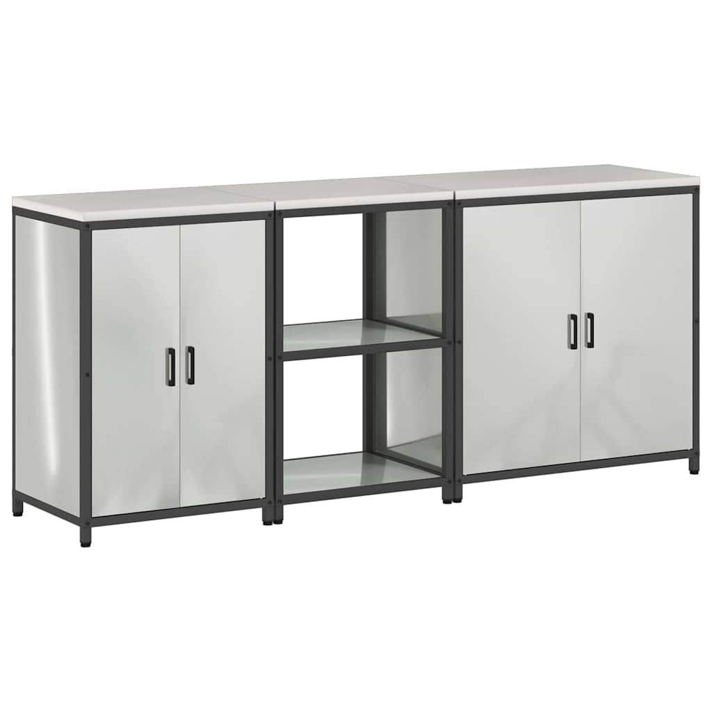 Küchenlager-Set 3 pcs Silber 210 x 50 x 92 cm Verzinkter Stahl