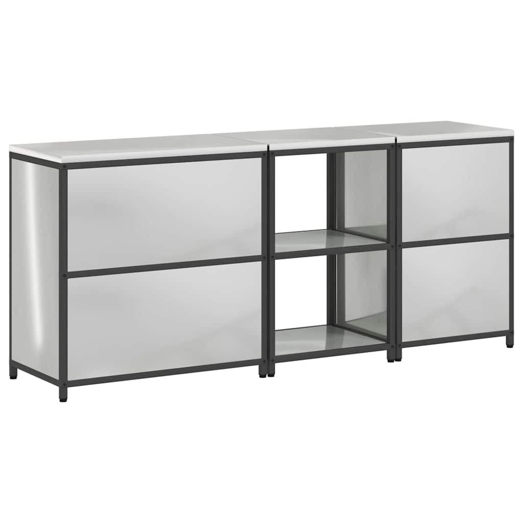 Küchenlager-Set 3 pcs Silber 210 x 50 x 92 cm Verzinkter Stahl