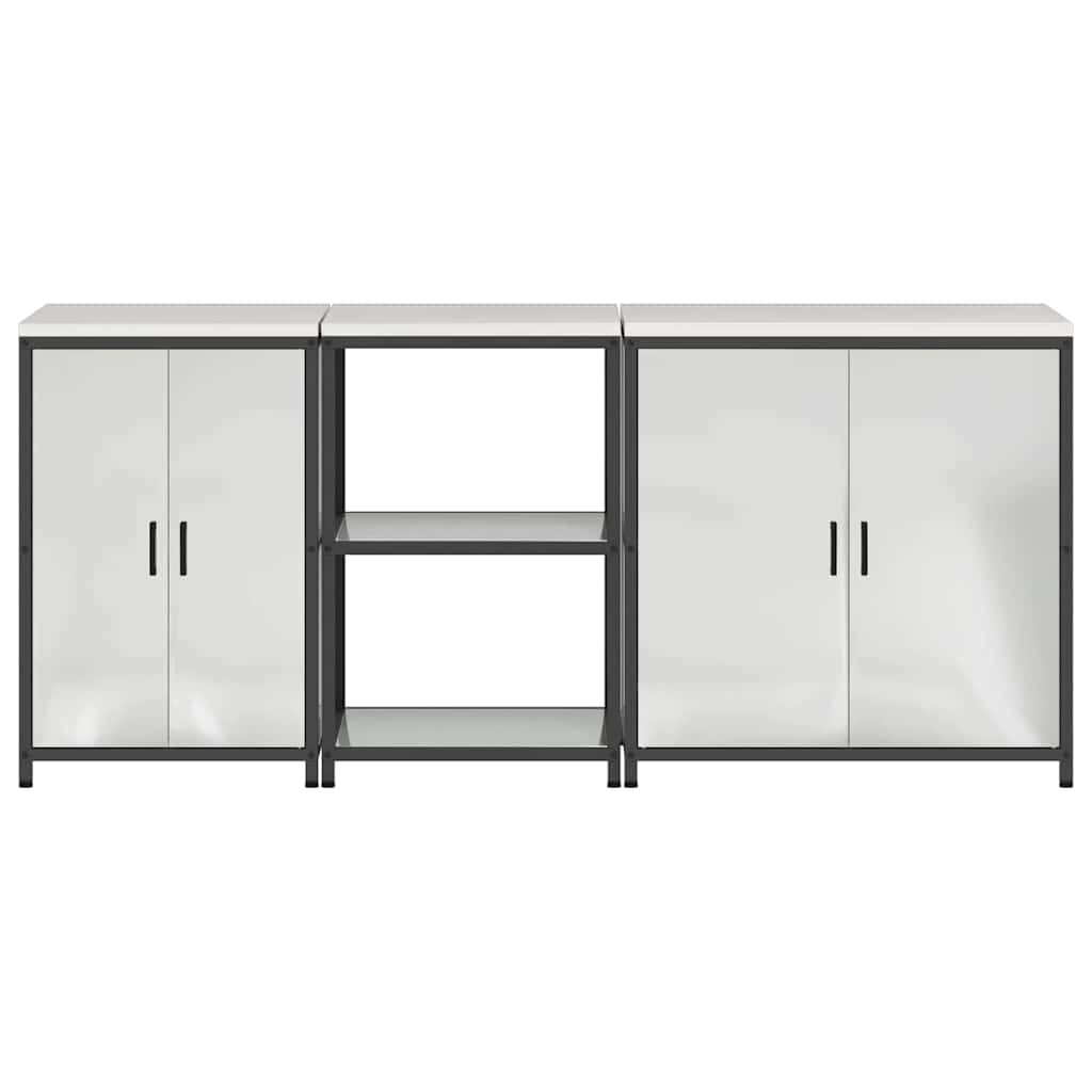 Küchenlager-Set 3 pcs Silber 210 x 50 x 92 cm Verzinkter Stahl