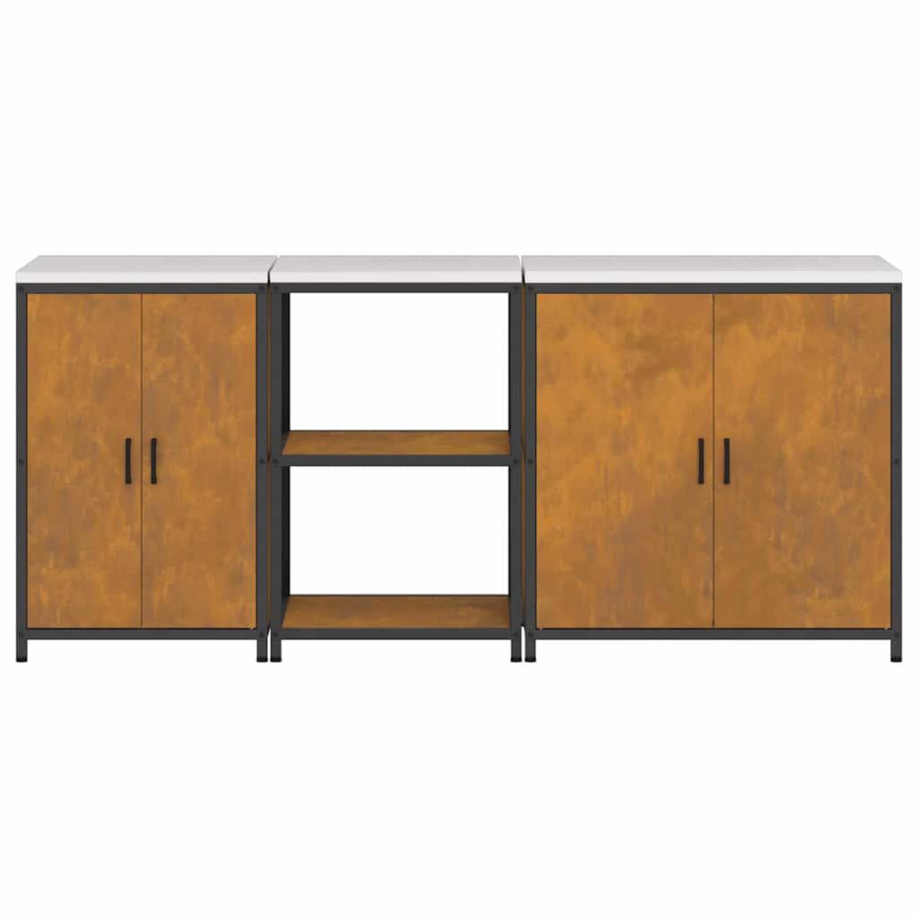 Küchenlager-Set mit Regal Other 3 pcs Rostig 210 x 50 x 92 cm