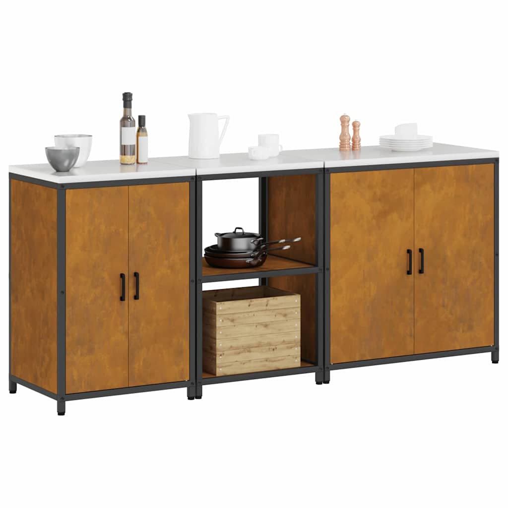Küchenlager-Set mit Regal Other 3 pcs Rostig 210 x 50 x 92 cm